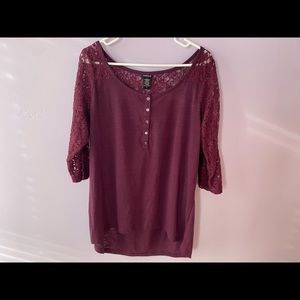 Torrid Purple Lace Top Size 1X